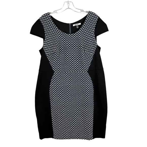 DKNYC Donna Karan Short Sleeve Geometric Print Career Dress Size 14W - Picture 1 of 8
